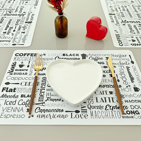 Imagem de Kit 10 Lugar Jogo Americano Retangular Supla De Mesa Posta Jantar Sousplat Decoração Estampa Love