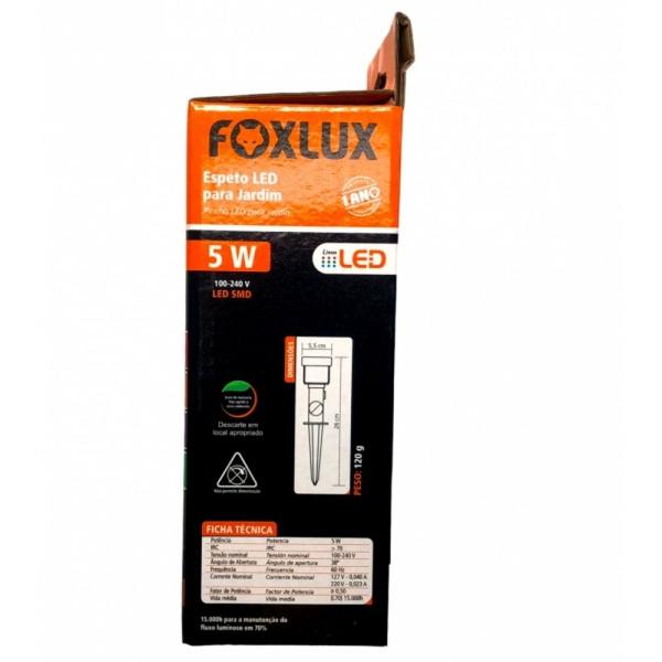 Imagem de Kit 10 luminaria espeto jardim 5w ambar bivolt prova dagua foxlux