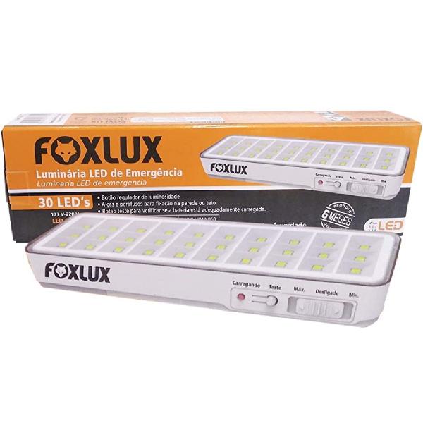 Imagem de Kit 10 Luminária LED Emergência Bivolt Recarregável Foxlux