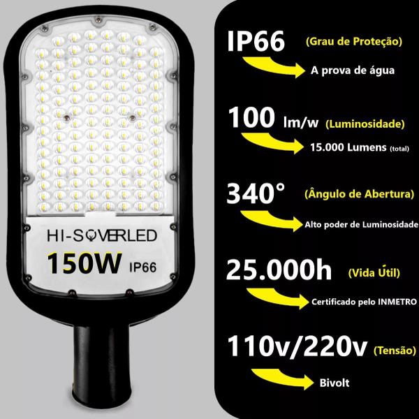 Imagem de Kit 10 Luminária Led Para Poste 150w Iluminação Publica Bivolt Ip66