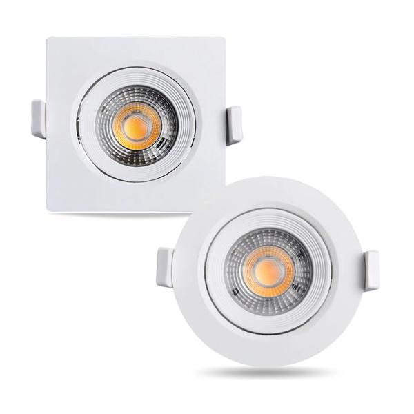 Imagem de Kit 10 Luminária Led Spot 7W Redondo Quadrado Embutido Branco Frio Quente Granfei