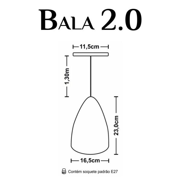 Imagem de Kit 10 Luminária Pendente Bala Nova Com Interior Laranja Com Fiação 110/220v