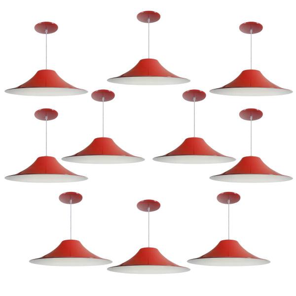 Kit 10 Luminária Pendente Chapéu Chinês Com Interior Branco Brilho Com Fiação 110/220v - Luminárias Navarro Imagem de Kit 10 Luminária Pendente Chapéu Chinês Com Interior Branco Brilho Com Fiação 110/220v