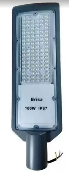 Imagem de Kit 10 Luminaria Publica Brisa 100w Led Smd Ip67 Branco Frio Bivolt Poste De Rua 100% 44cm x 14cm