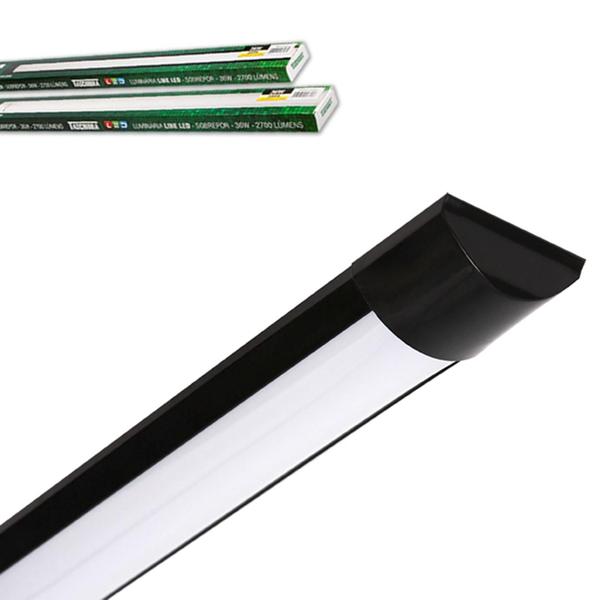 Imagem de Kit 10 Luminaria Slim Preta 36w Sobrepor 100cm Luz Neutra 4000k