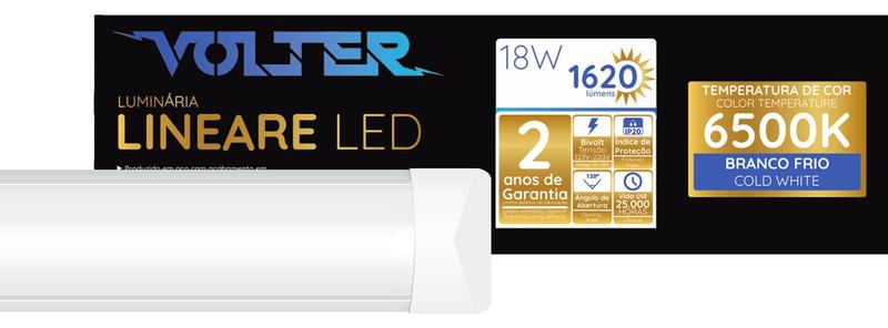 Imagem de Kit 10 Luminarias Led Sobrepor Linear 18w 6500k Bivolt 60cm Tubular