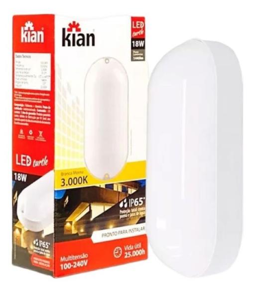 Imagem de Kit  10 Luminárias Tartaruga 18W Oval Branca Quente 3000k