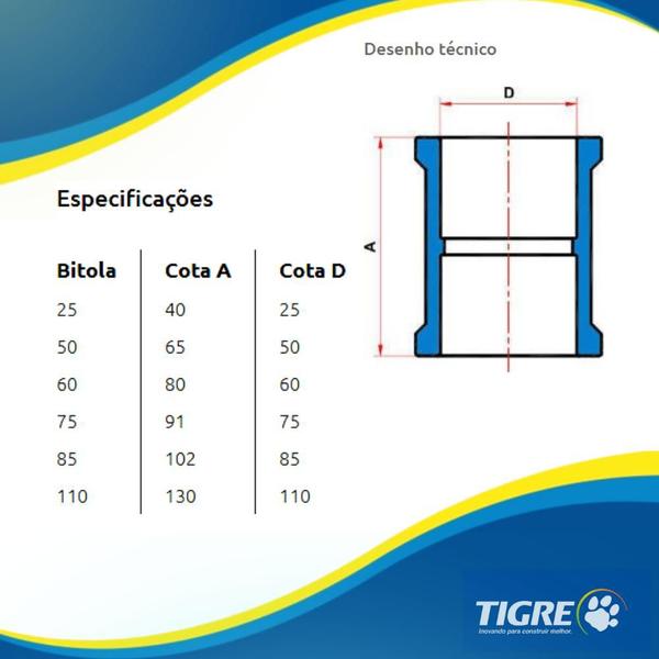 Imagem de kit 10 Luva Soldável Lisa Simples PVC Marrom Para Canos Tubos De Água Fria 3/4” Polegadas 25mm Tigre