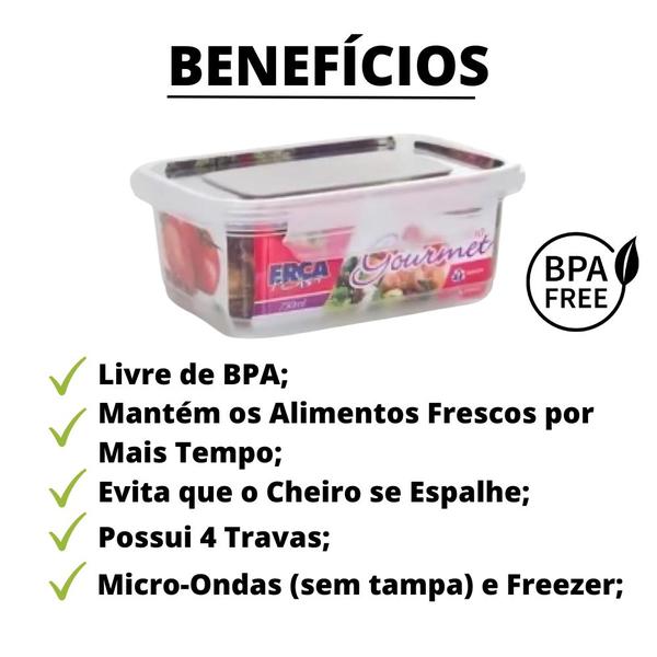 Imagem de Kit 10 Marmitas Fitness 750ml Freezer E Microondas Potes Plásticos C/ Trava Grande REFORÇADO