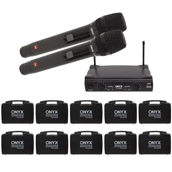 Imagem de Kit 10 Microfones sem Fio Duplo TK U220 UHF Onyx