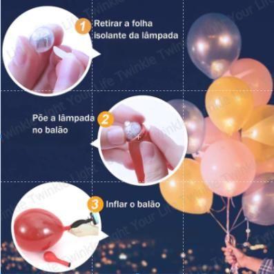 Imagem de Kit 10 Mini Bolinha Led para Balão a Prova d'água para Decoração de Aniversário