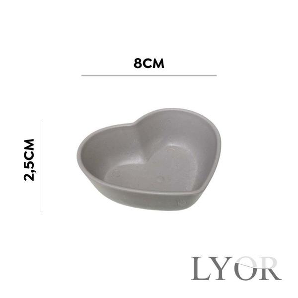 Imagem de Kit 10 Mini Bowls Molheira Coração Bambu Cinza 8cm Lyor