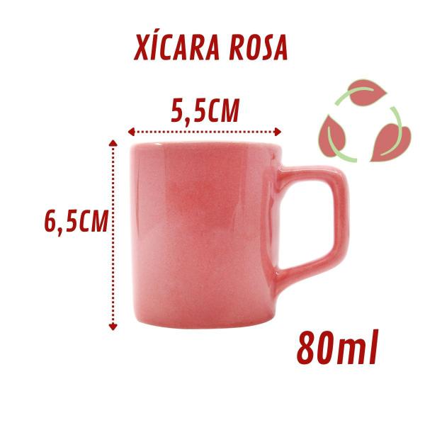 Imagem de kit 10 Mini Canecas Chá 80mL Xícaras Rosa Café Expresso