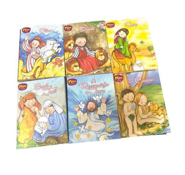 Imagem de Kit 10 Mini Livros Evangélicos Infantil Bíblicos Coloridos