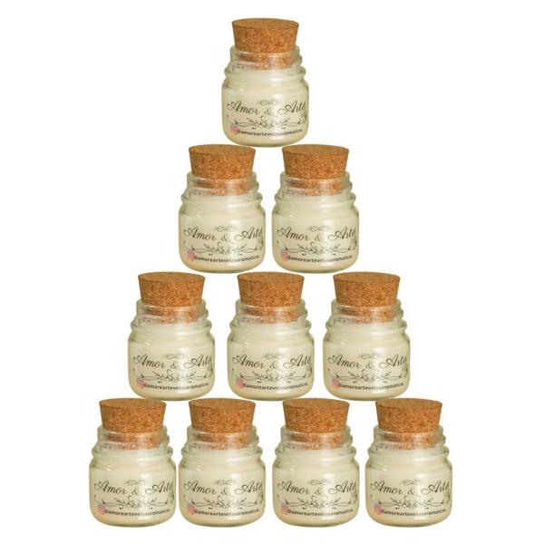 Imagem de Kit 10 Mini Velas Aromáticas P/ Lembrancinha Personalisadas Para Casamento 30G