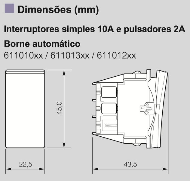 Imagem de Kit 10 Módulo Interruptor Simples Cinza PIAL Plus+ 611010CZ