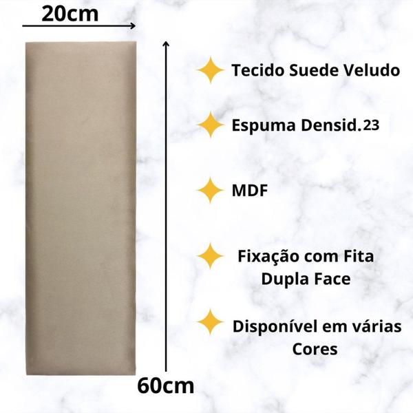 Imagem de Kit 10 Módulos Estofados Cabeceira Cama Casal 20x60cm Preto