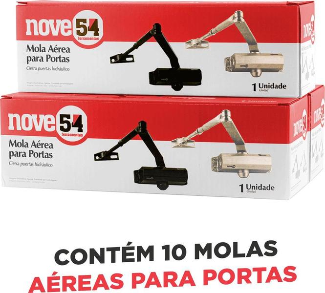 Imagem de Kit 10 Molas Aérea Para Portas Preto Potência 2 Prata Nove54