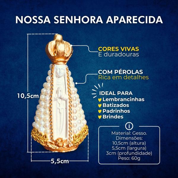 Imagem de Kit 10 Nossa Senhora Aparecida Pérola 10cm Lembrança