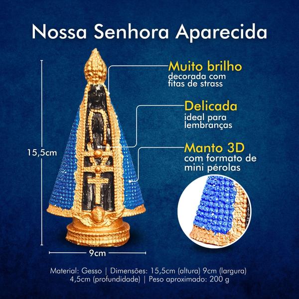 Imagem de Kit 10 Nossa Senhora Lembrança Em Pérola Strass 15cm Atacado