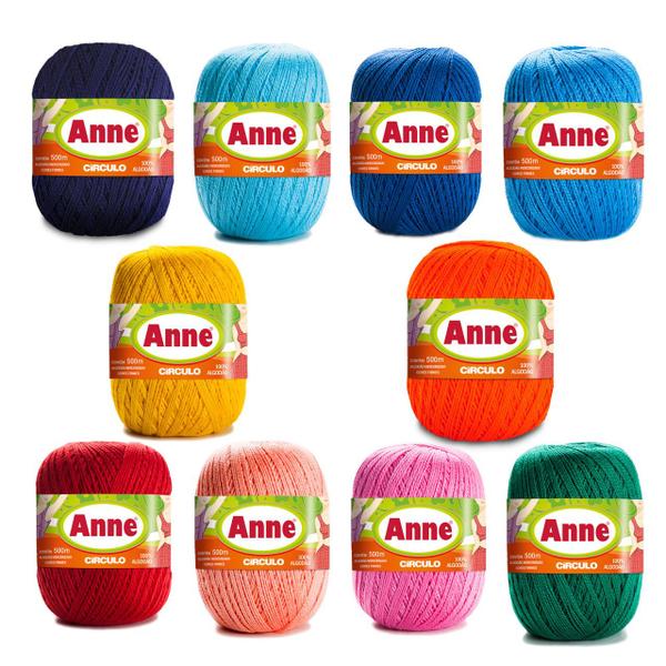 Imagem de Kit 10 Novelo Anne circulo 500m cores a sua escolha