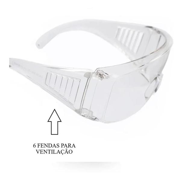 Imagem de Kit 10 Oculos Epi Segurança Proteçao Uv Ca Sobrepor Incolor