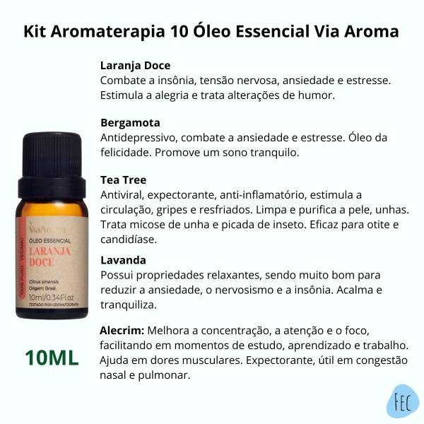 Imagem de Kit 10 Óleos Essenciais Via Aroma - Top 10 Mais usados na Aromaterapia