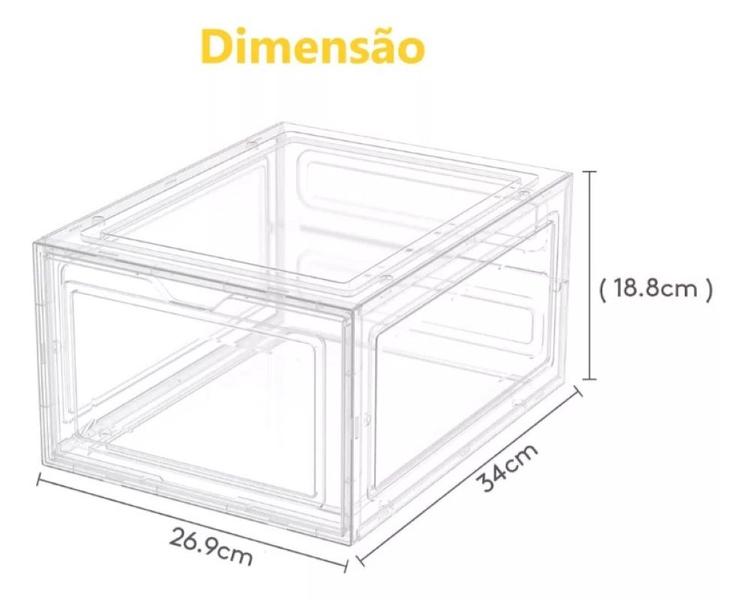 Imagem de Kit 10 Organizador Box Plastico Acrílico Transparente Sapato