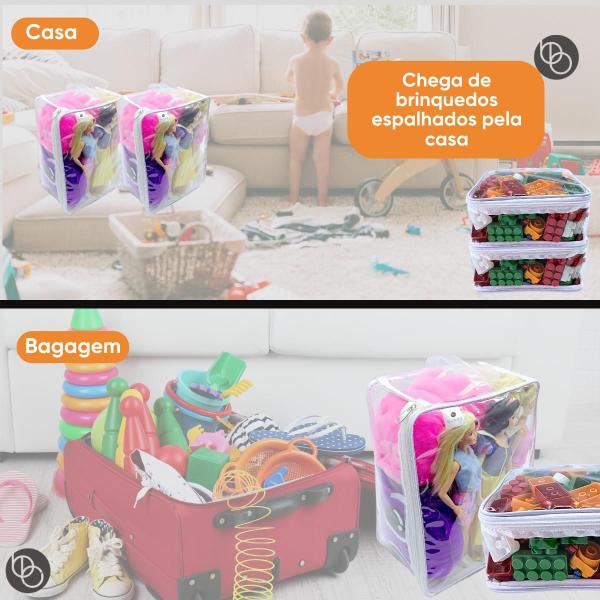 Imagem de Kit 10 Organizador Brinquedos Empilhavel Bloco Montar Organização Casa Bonecas Carrinhos