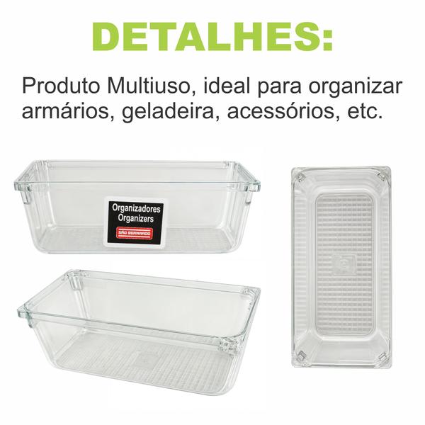 Imagem de kit 10 Organizador Gavetas Geladeira Maquiagem Banheiro Acrílico Cristal Transparente Multiuso 15x7