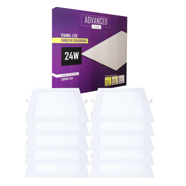 Imagem de Kit 10 Painéis LED 24w Embutir Quadrado 6500k Branco Frio - Intral Linha Advanced