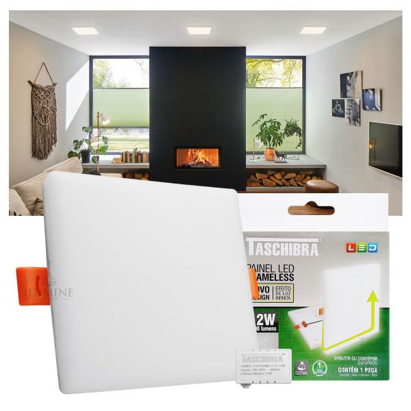 Imagem de Kit 10 Painéis LED Taschibra Frameless 12W Quadrado Embutir ou Sobrepor