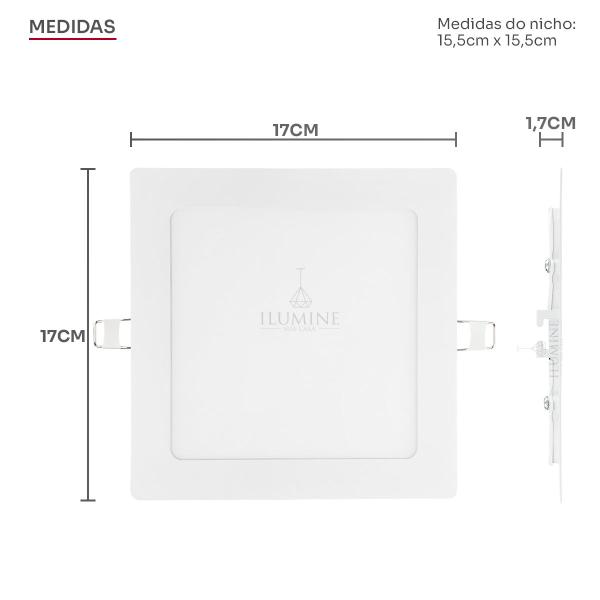 Imagem de Kit 10 Painéis LED Taschibra Lux 12W Quadrado Embutir