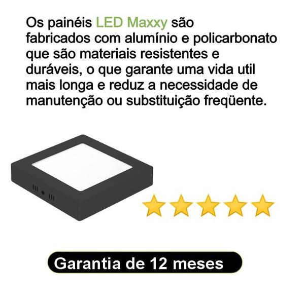 Imagem de Kit  10 Painéis Sobrepor Led Quadrado Preto 18w Frio 6500k