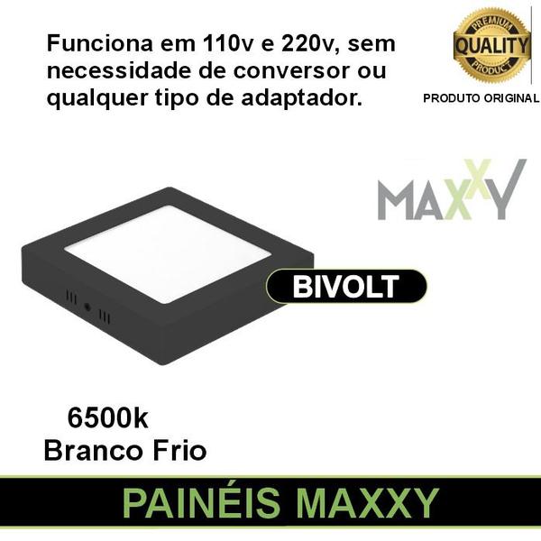 Imagem de Kit  10 Painéis Sobrepor Led Quadrado Preto 18w Frio 6500k