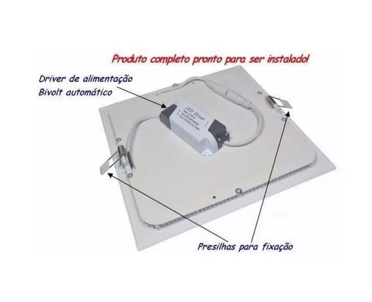 Imagem de Kit 10 Painel 12w Led Quadrado Plafon Embutir Luminária