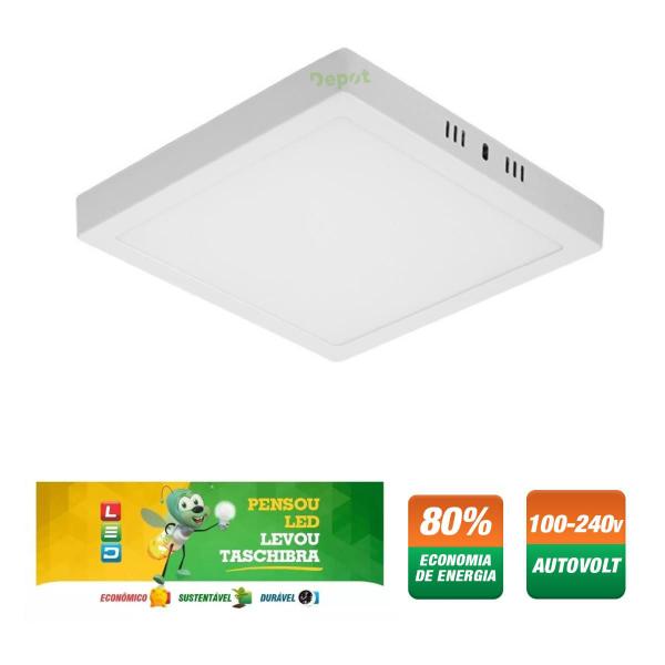 Imagem de Kit 10 Painel De Led 24w Sobrepor Quadrado Luminária Teto Sala Quarto Bivolt Taschibra