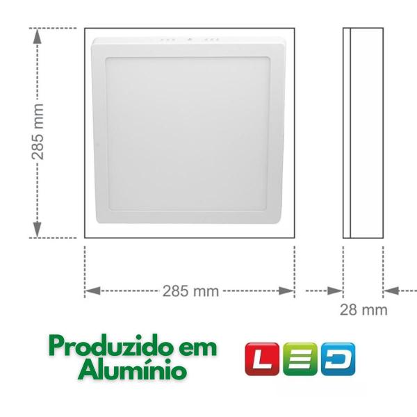 Imagem de Kit 10 Painel De Led 24w Sobrepor Quadrado Luminária Teto Sala Quarto Bivolt Taschibra