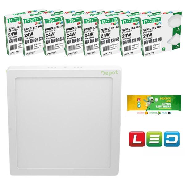 Imagem de Kit 10 Painel De Led 24w Sobrepor Quadrado Luminária Teto Sala Quarto Bivolt Taschibra