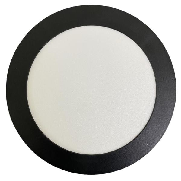 Imagem de Kit 10 Painel Plafon Preto Redondo Sobrepor 18w Branco Quente 3000k