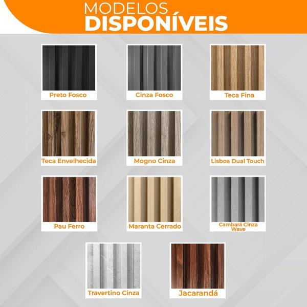 Imagem de Kit 10 Painel Ripado PVC Madeira Travertino Cinza 2,9m X 16cm