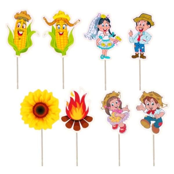 Kit 10 Palito Decorativo Arraiá Topo De Bolo Festa Junina - Dhs Shop Imagem de Kit 10 Palito Decorativo Arraiá Topo De Bolo Festa Junina