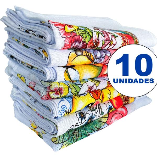 Imagem de kit 10 Panos de Prato Simples BRANCO Liso - Estampado para Cozinha - artesanato e Decoração 35X60 Ótima Qualidade e Melhor Custo Benefício