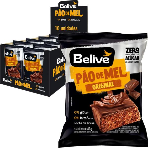 Imagem de Kit 10 Pão de Mel Belive Zero (Acucar, Lactose e Gluten) 45g