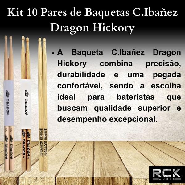 Imagem de Kit 10 Pares de Baquetas C.Ibañez Dragon Hickory