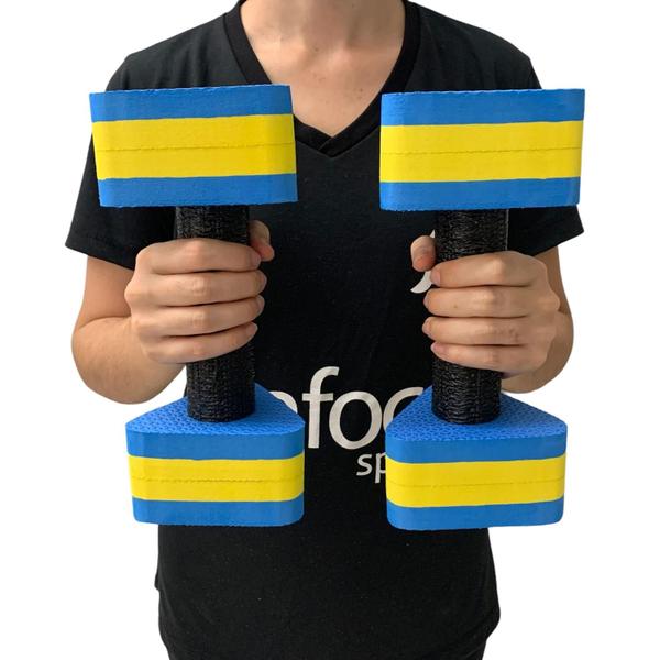 Imagem de Kit 10 Pares de Halteres Hidroginástica 1 A 2 Kg DF4011-AZ Azul/Amarelo Dafoca Sports