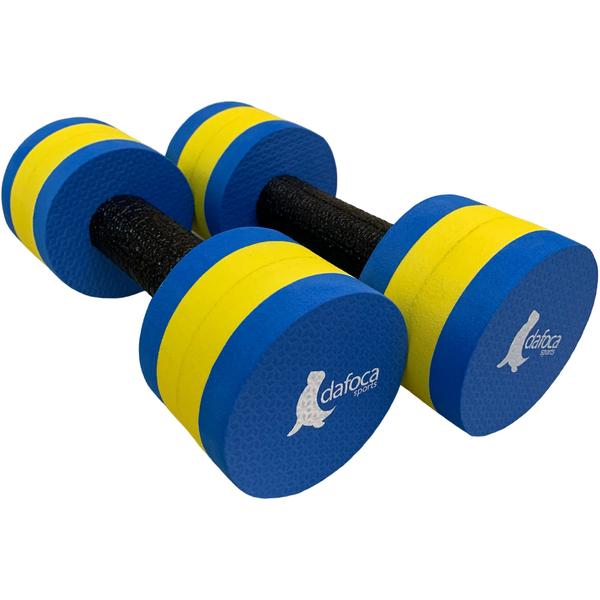 Imagem de Kit 10 Pares de Halteres Hidroginástica Redondo em EVA DF4016-AZ 2-3Kg Azul/Amarelo Dafoca Sports