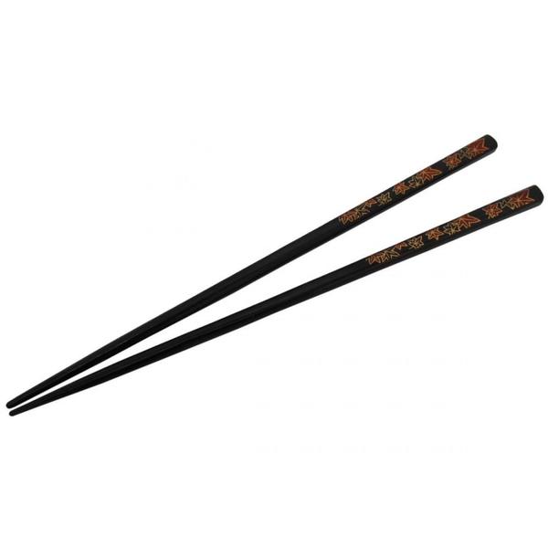 Imagem de Kit 10 Pares de Hashi para Comida Japonesa 22 Cm Preto Decorado  Nihon Shikko 