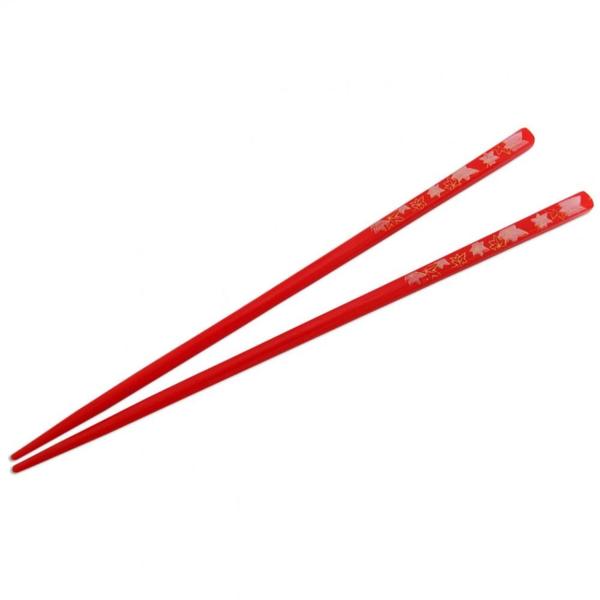 Imagem de Kit 10 Pares de Hashi para Comida Japonesa 22 Cm Vermelho Decorado  Nihon Shikko 