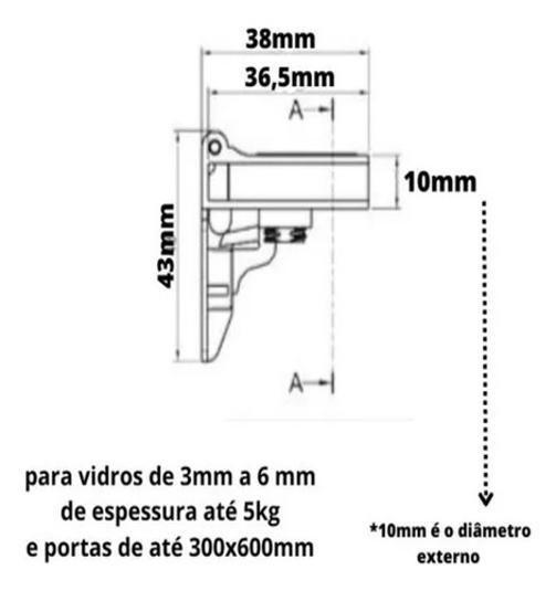 Imagem de Kit 10 Pares Dobradiça Para Porta Vidro Armário Até 4Mm A 6M